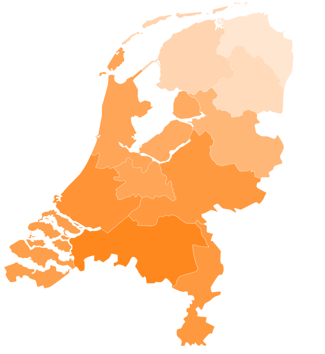 Dekking: alle provincies van Nederland